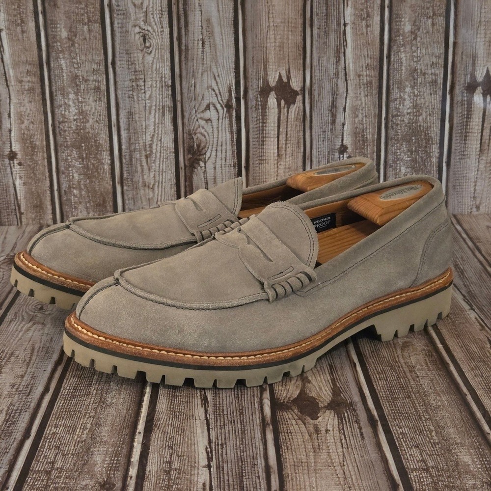 Sz 10.5 3E Allen Edmonds Freeport Grey Waterproof Suede Lug Sole Loafers Shoes